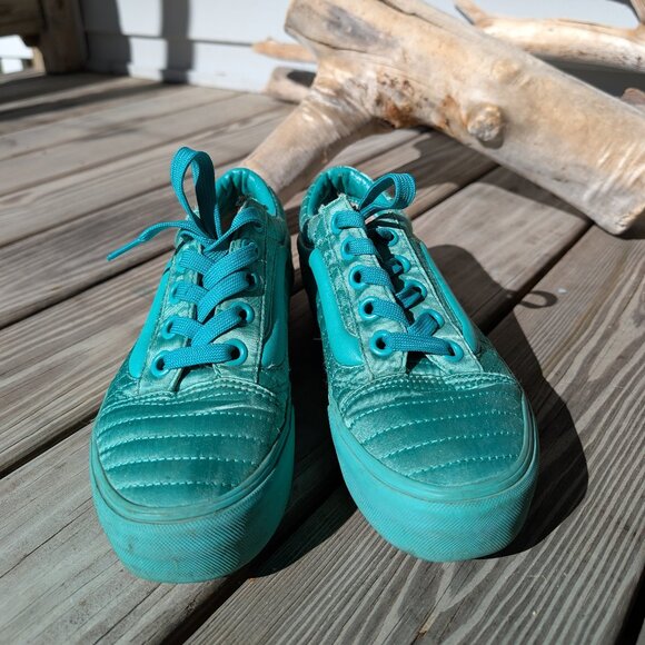 Opening Ceremony x Vans Tie Lace Up Skater Platform Satin Seafoam Green Womens 9 - Picture 7 of 16